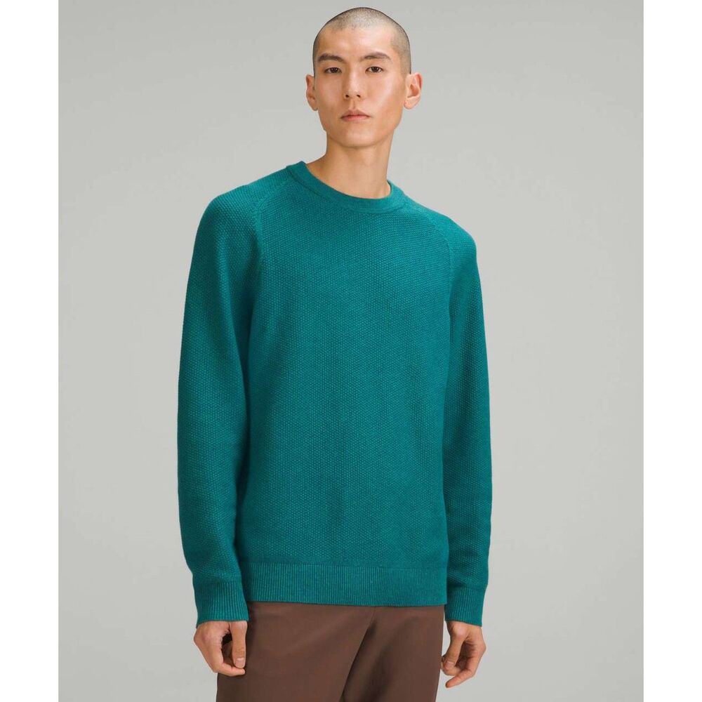 Lululemon Textured Knit Crewneck Sweater Heathered Green Jasper Size Medium